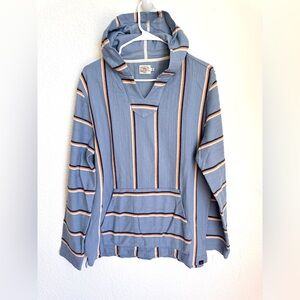 Faherty Men’s Biarritz Hoodie Sweater Blue Pullover Aztec Theme Sz Medium